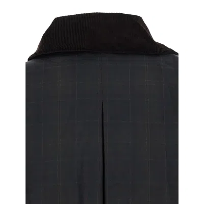 Barbour Dark Brown Jacket With All-over Stripe Motif And Logo Patch On The Front In Waxed Cotton Woman