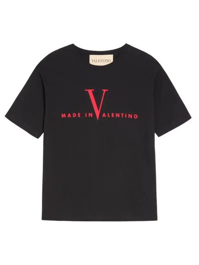 Valentino Crew Neck Short Sleeve T-shirt Design In Black