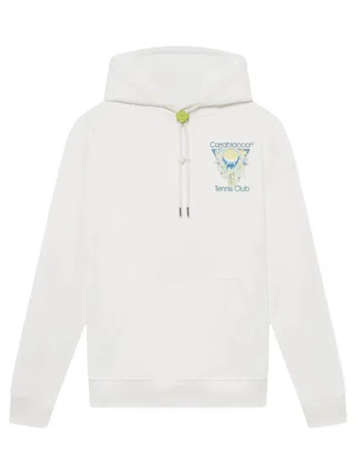 Casablanca Tennis Club Logo-print Hooded Cotton Sweatshirt In White