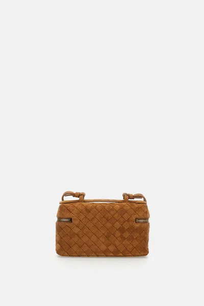 Bottega Veneta Women Bang Bang Leather Vanity-case With Intrecciato Motif In Brown