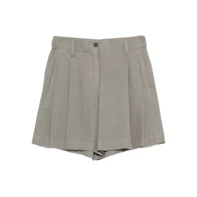 Brunello Cucinelli Women Tailored Linen Bermuda Shorts With Double Pleats In Gray