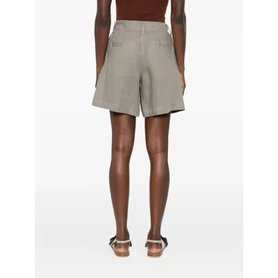 Brunello Cucinelli Women Tailored Linen Bermuda Shorts With Double Pleats In Gray