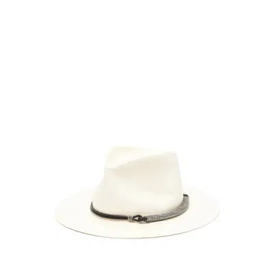Brunello Cucinelli Beige Monile Textured Fedora Hat In Neutral