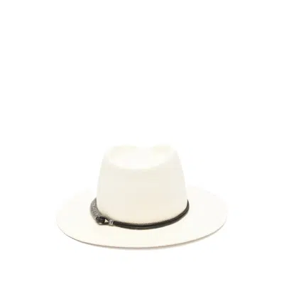 Brunello Cucinelli Beige Monile Textured Fedora Hat In Neutral