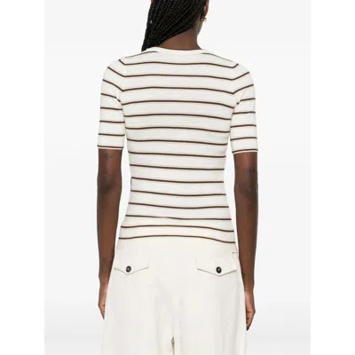 Brunello Cucinelli Striped-pattern T-shirt In White