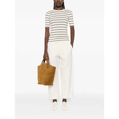Brunello Cucinelli Striped-pattern T-shirt In White