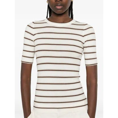 Brunello Cucinelli Striped-pattern T-shirt In White
