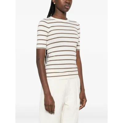 Brunello Cucinelli Striped-pattern T-shirt In White