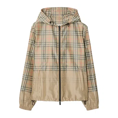 Burberry Gradient Check Hooded Lightweight Jacket In Multi