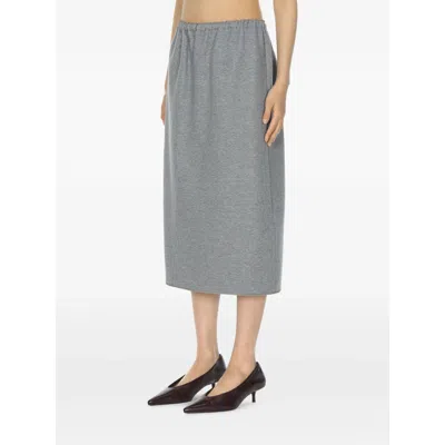 Carven Pull-on Midi Skirt In Gray
