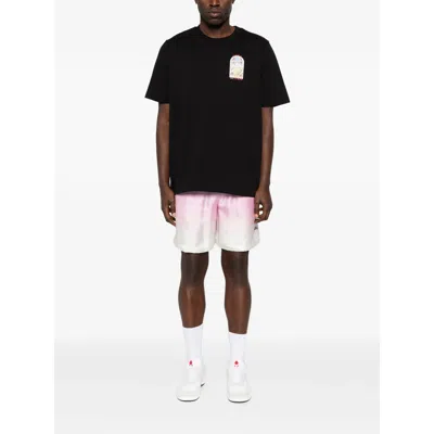 Casablanca Men Black Crewneck T-shirt With Logo Detail On The Front And Maxi Logo On The Rear In Cot In Black