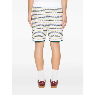 Casablanca Men White Crochet Cotton Tuck Stitch Shorts In Multi