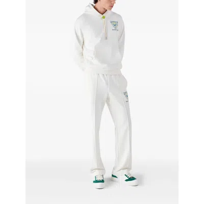 Casablanca Tennis Club Logo-print Hooded Cotton Sweatshirt In White