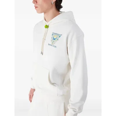 Casablanca Tennis Club Logo-print Hooded Cotton Sweatshirt In White