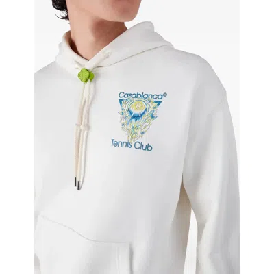 Casablanca Tennis Club Logo-print Hooded Cotton Sweatshirt In White
