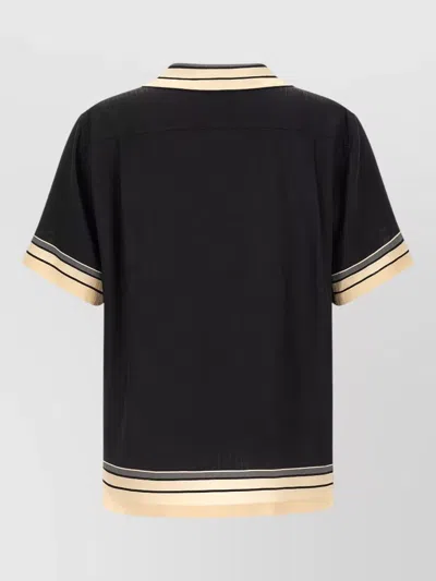 Dolce & Gabbana Men Hawaii Shirt With Logo And Striped Print In Brown