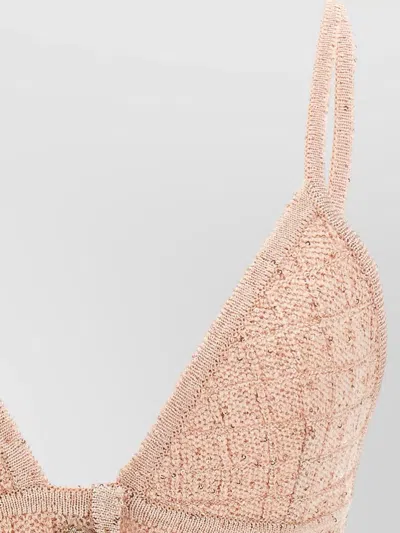 Alessandra Rich Sequin-embellished Wool Blend Tank Top In Pink