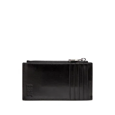 Diesel Rectangular Black Polyamide Clutch With Oval Emblem In Black