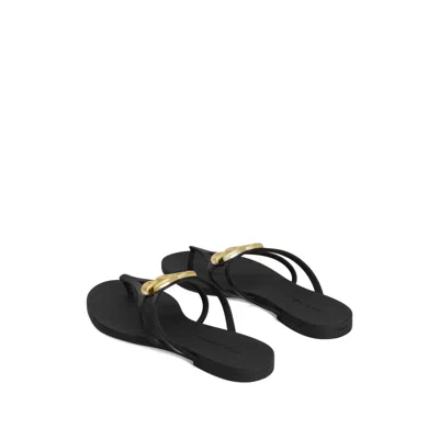 Dolce & Gabbana Black Thong Sandals With Logo Plaque On The Front In Rubber Woman