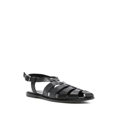 Dragon Diffusion Woven Strap Sandals In Black