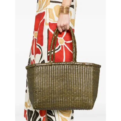 Dragon Diffusion Flat Gora Mini Tote Woven Rectangular In Green