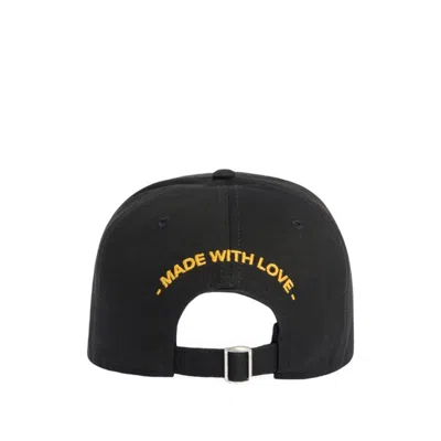 Dsquared2 Black Baseball Cap With Bold Patch And Adjustable Strap In Black