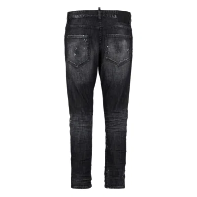 Dsquared2 Stretch Denim Sexy Twist Jeans With Paint Effect Details 17c In Black