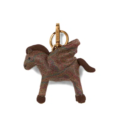 Etro Pony Keychain In Brown