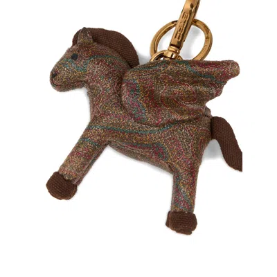 Etro Pony Keychain In Brown
