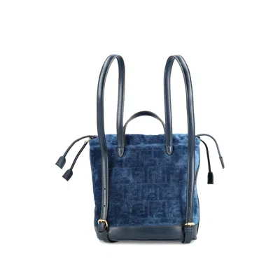 Fendi Women Backpack Denim Flock Ffbackpack Denim Flock Ff In Multi
