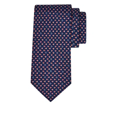 Ferragamo Print Silk Tie In Blue