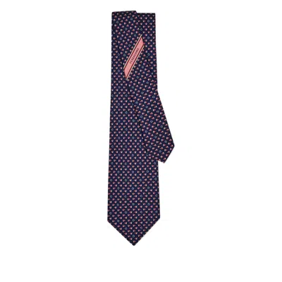 Ferragamo Print Silk Tie In Blue