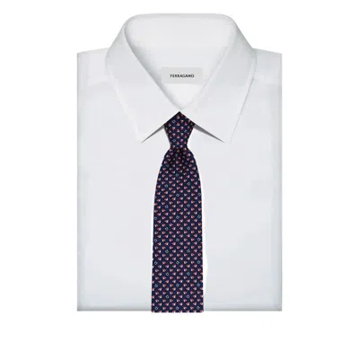 Ferragamo Print Silk Tie In Blue