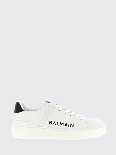 Balmain Calfskin Logo Motif Lace-up Sneakers With Black Heel Counter In Multi