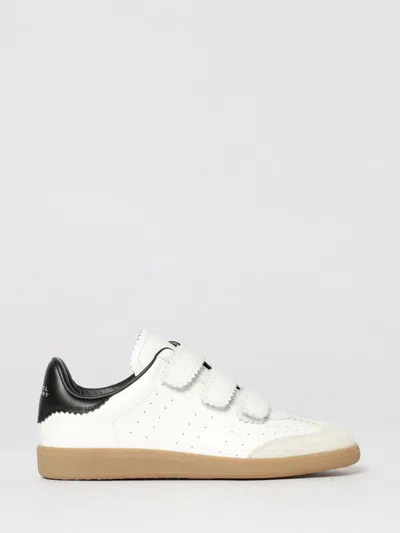 Isabel Marant Beth Logo Velcro Straps In White Leather And Suede