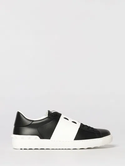 Valentino Garavani Open Sneakers In Leather With Contrast Colored Stripe And Stud Detail In White