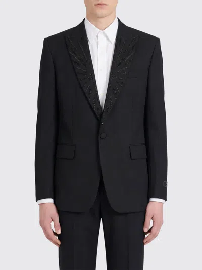 Balmain Crystal Blazer Single Breasted Tailored Jacket In Black