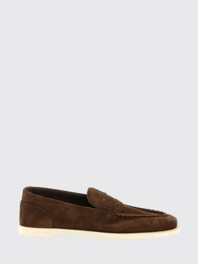 John Lobb Dark Brown Suede Casual Shoes With Velcro Closure In Multi