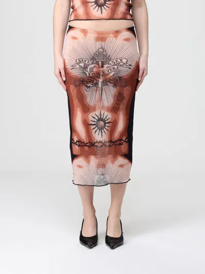 Jean Paul Gaultier Women S Re-edition Safe Sex Tattoo Long Skirt Black In Multi