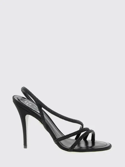 René Caovilla Erin Sandals Open Toe Textured Straps In Black