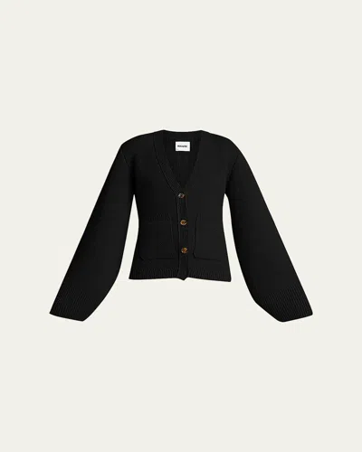Khaite Scarlet Cashmere Cropped Cardigan In Black
