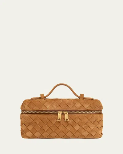 Bottega Veneta Women Bang Bang Leather Vanity-case With Intrecciato Motif In Brown
