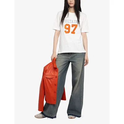 Zadig & Voltaire Boo Flocked Rhinestone T-shirt In White