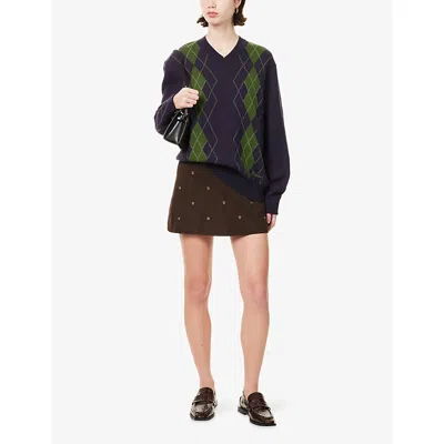 House Of Sunny The Argyle Jumper In Blue