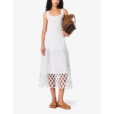 Maje Crochet Dress With Removable Lining In Blue
