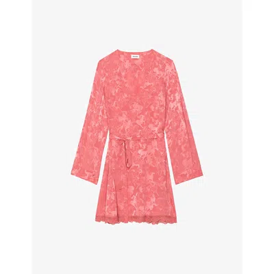 Zadig & Voltaire Ramasco Horse Pattern Jacquard Silk Minidress In Pink
