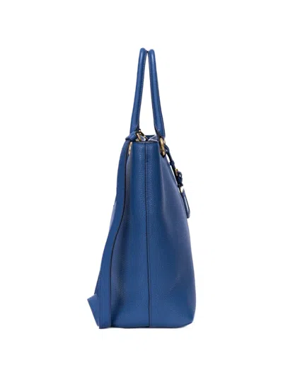 Pre-owned Prada Phoenix Pebble-grain Top Handle Bag In Blue