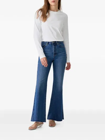 Hey Joanie Eclipse Fray Flared Jeans In Blue