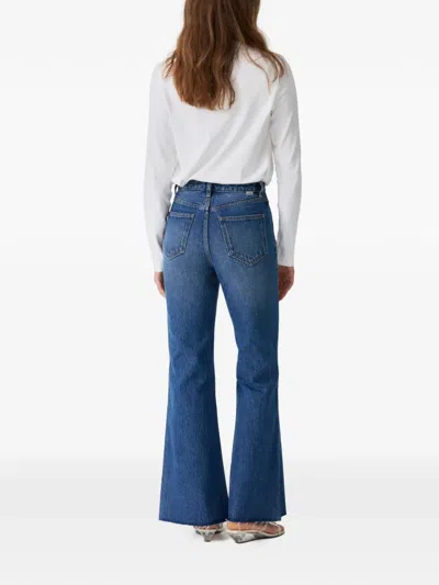 Hey Joanie Eclipse Fray Flared Jeans In Blue