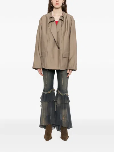 Jnby Drawstring Long-sleeve Blazer In Neutral